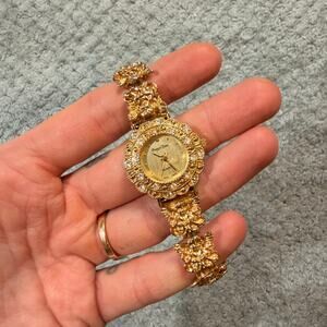 Vintage gold tone cherub watch prayer time retro cute angel watch
